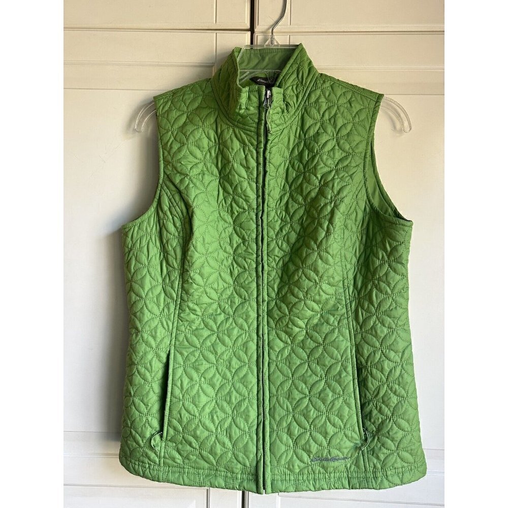 Eddie‎ Bauer Vest Womens Small Sleeveless Full Zip Outdoor Kelly Green Softshell
